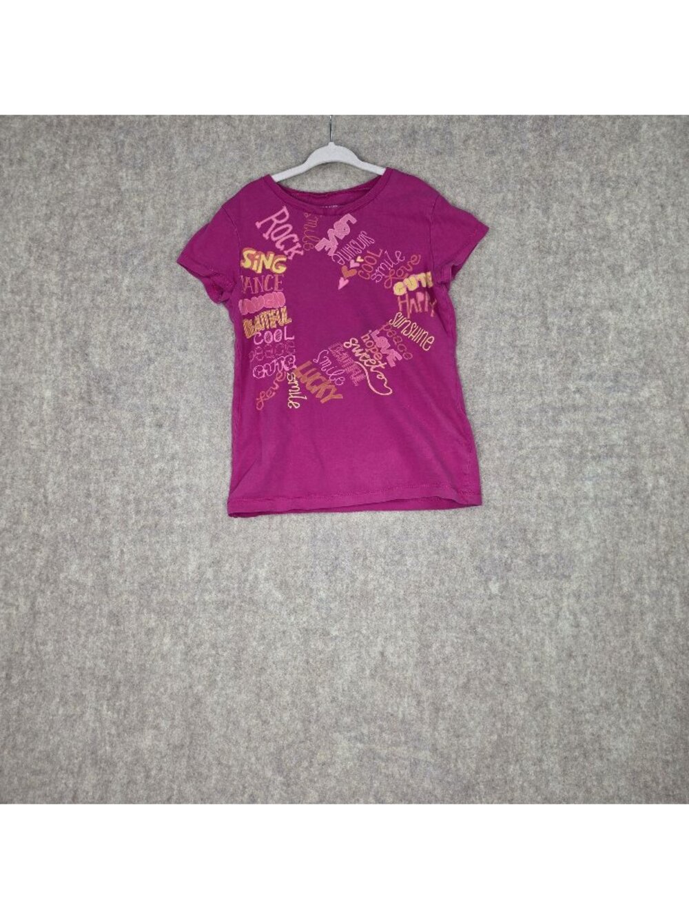 Old Navy Girls Graphic T-Shirt Pink Medium Cotton Casual Short Sleeve Crew Neck